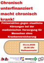 Chronisch unterfinanziert macht chronisch krank! Protestaktion gegen staatliche Kürzungen bei der medizinischen Versorung für Menschen ohne Krankenversicherung. 03. November  um 16 Uhr auf dem Rathausmarkt.